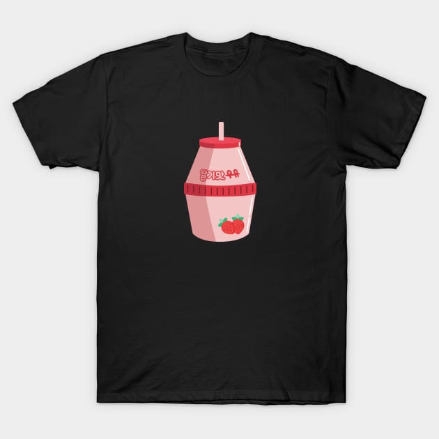 Strawberrymilk Korea cute drink kpop sticker T-Shirt by nanaminhae